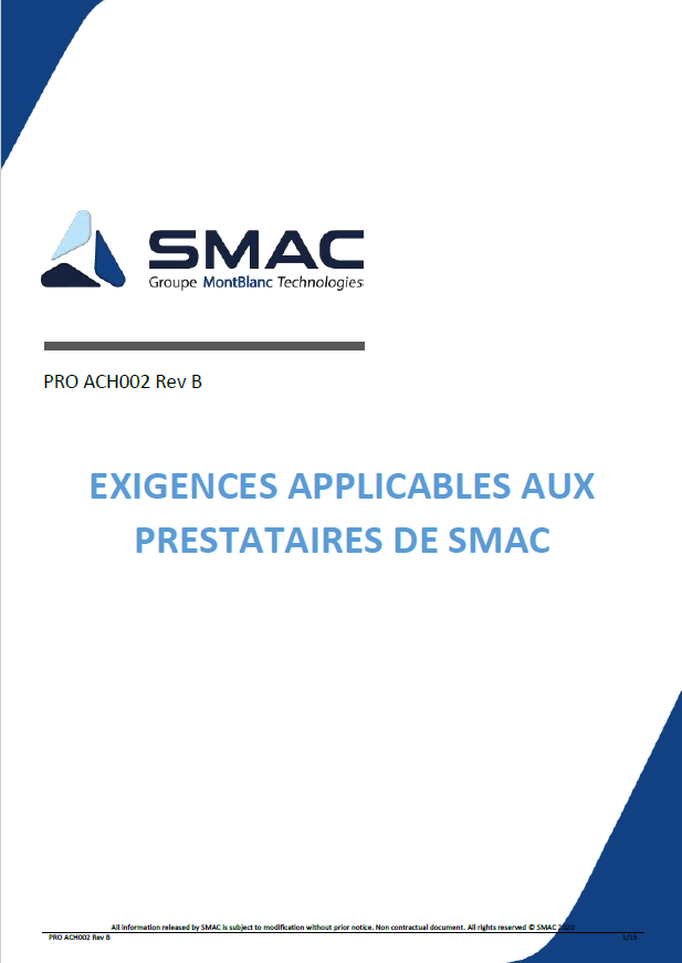 Exigences applicables aux prestataires de SMAC