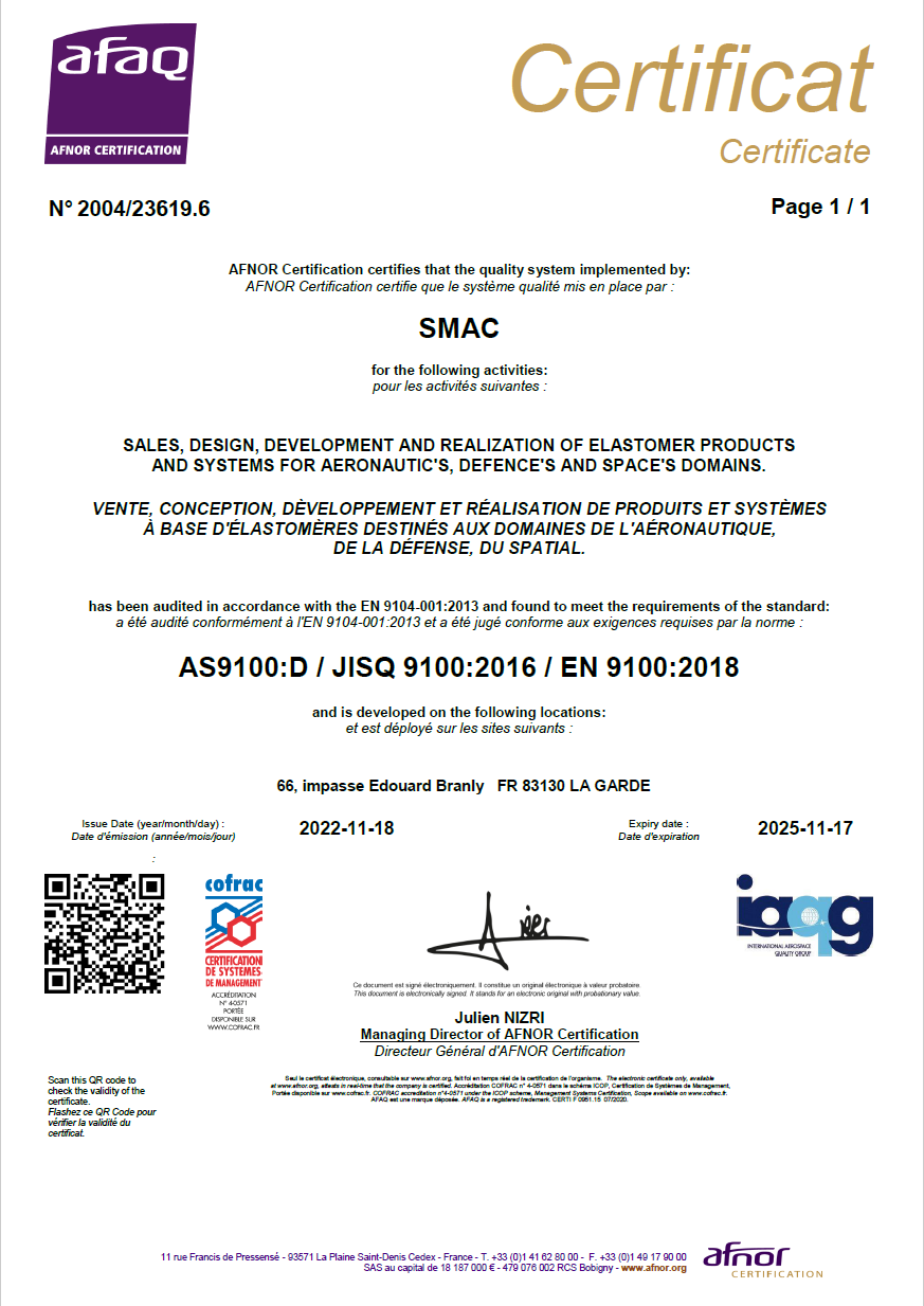 EN 9100 Certificate